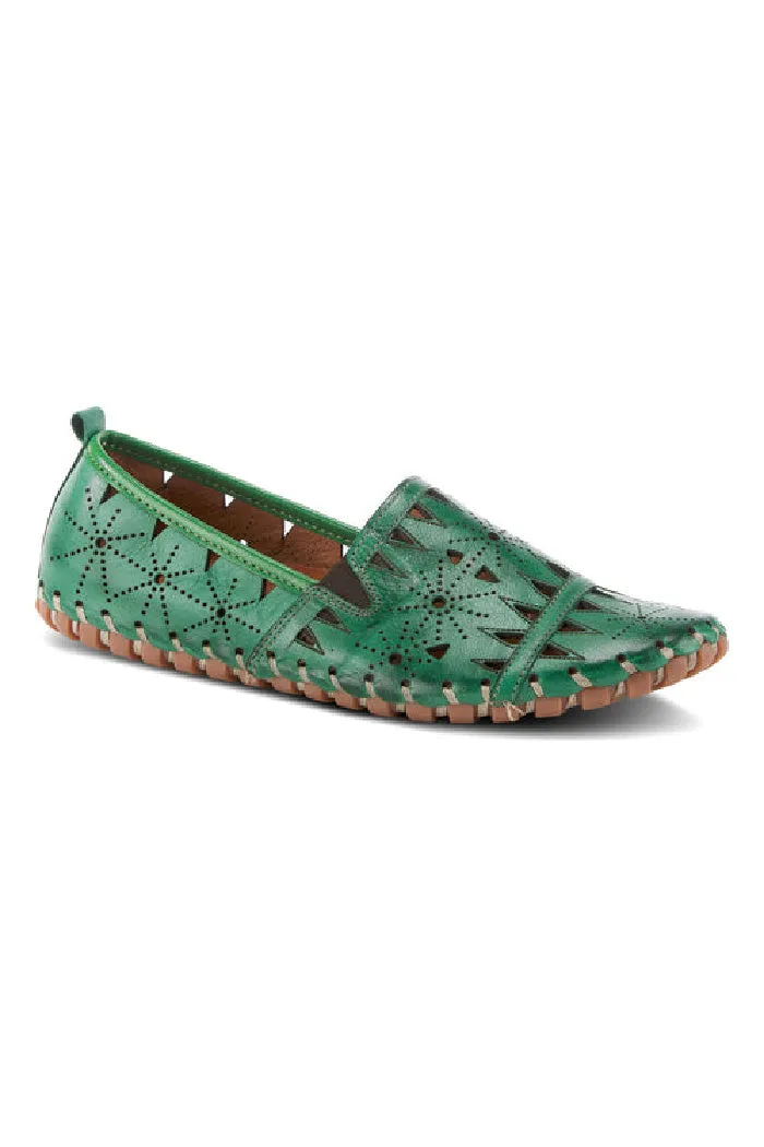 Spring Step Leather Perforated Slip-On Shoes- Fusaro
