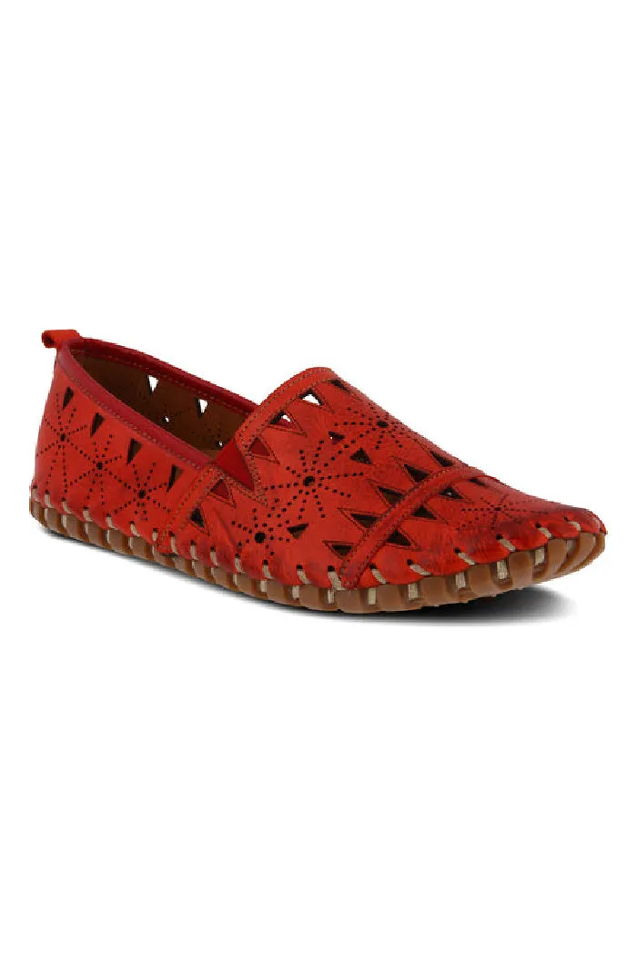 Spring Step Leather Perforated Slip-On Shoes- Fusaro