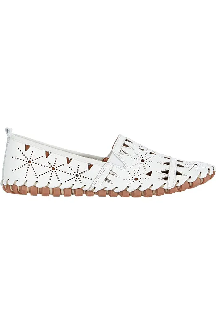 Spring Step Leather Perforated Slip-On Shoes- Fusaro