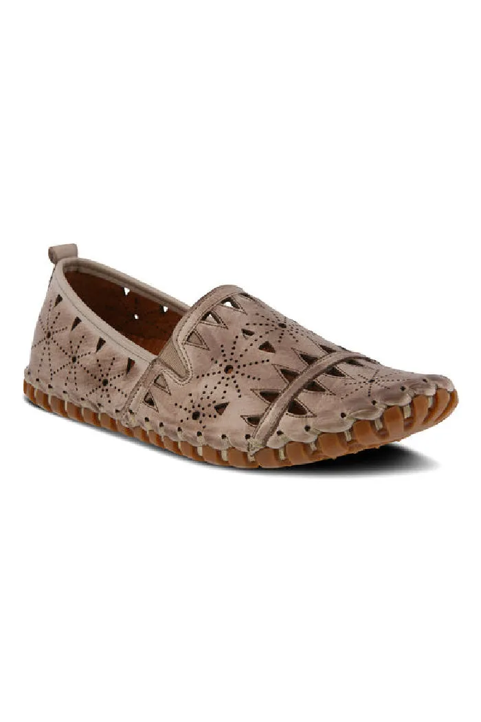 Spring Step Leather Perforated Slip-On Shoes- Fusaro