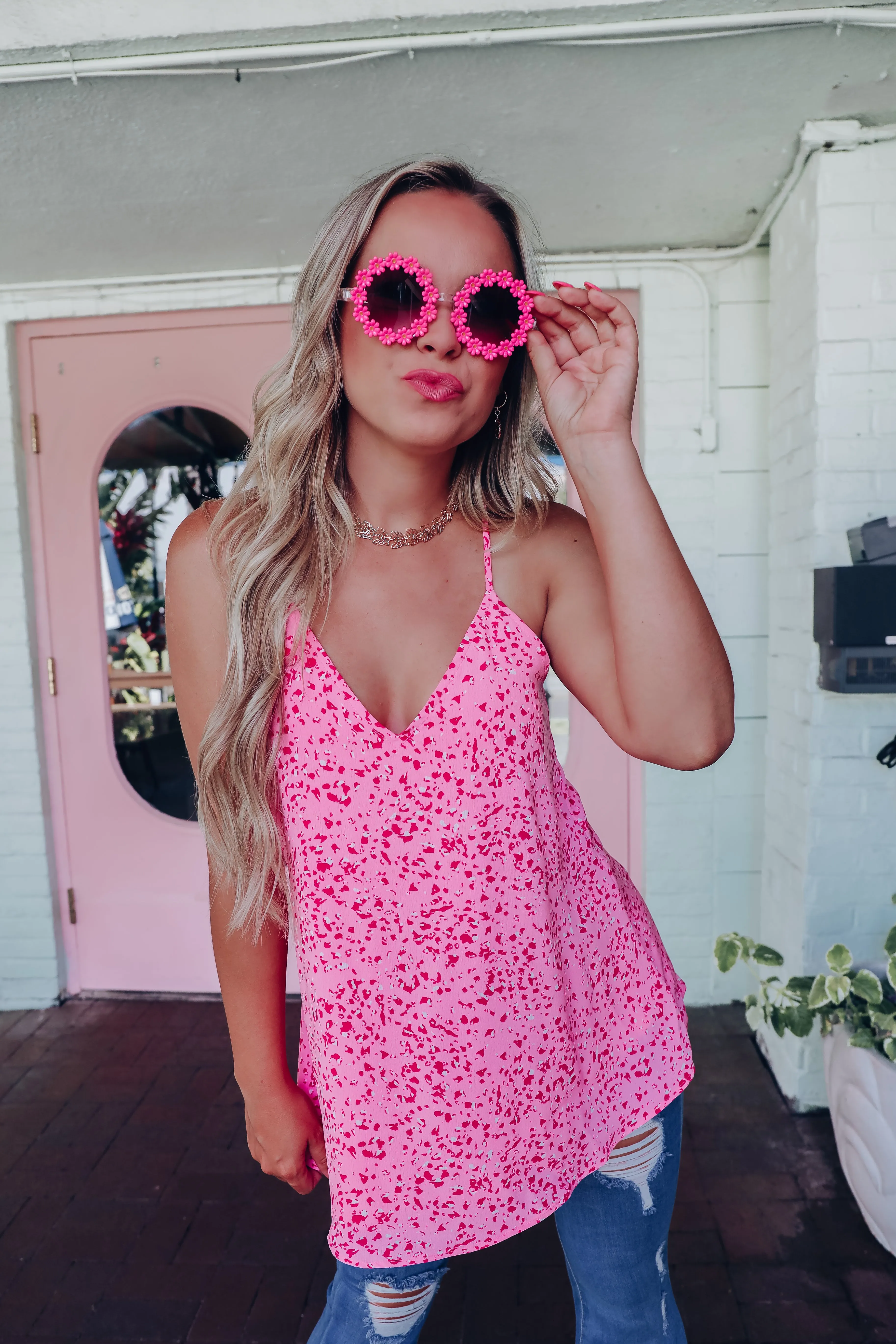 Sweetly Chiffon Racerback Tank - Pink