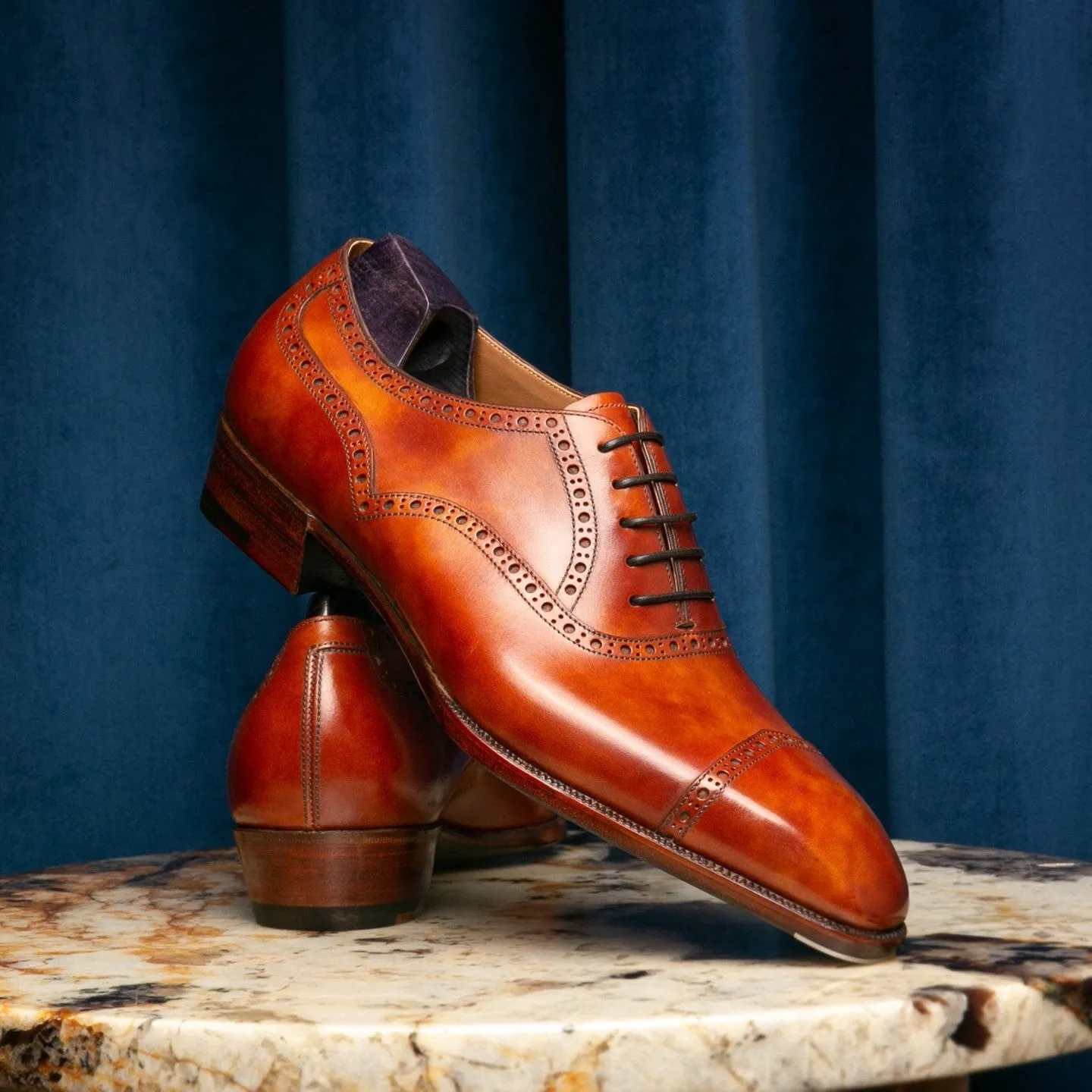 Tan Leather Sunbaked Sahara Brogue Oxford Shoes