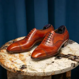 Tan Leather Sunbaked Sahara Brogue Oxford Shoes