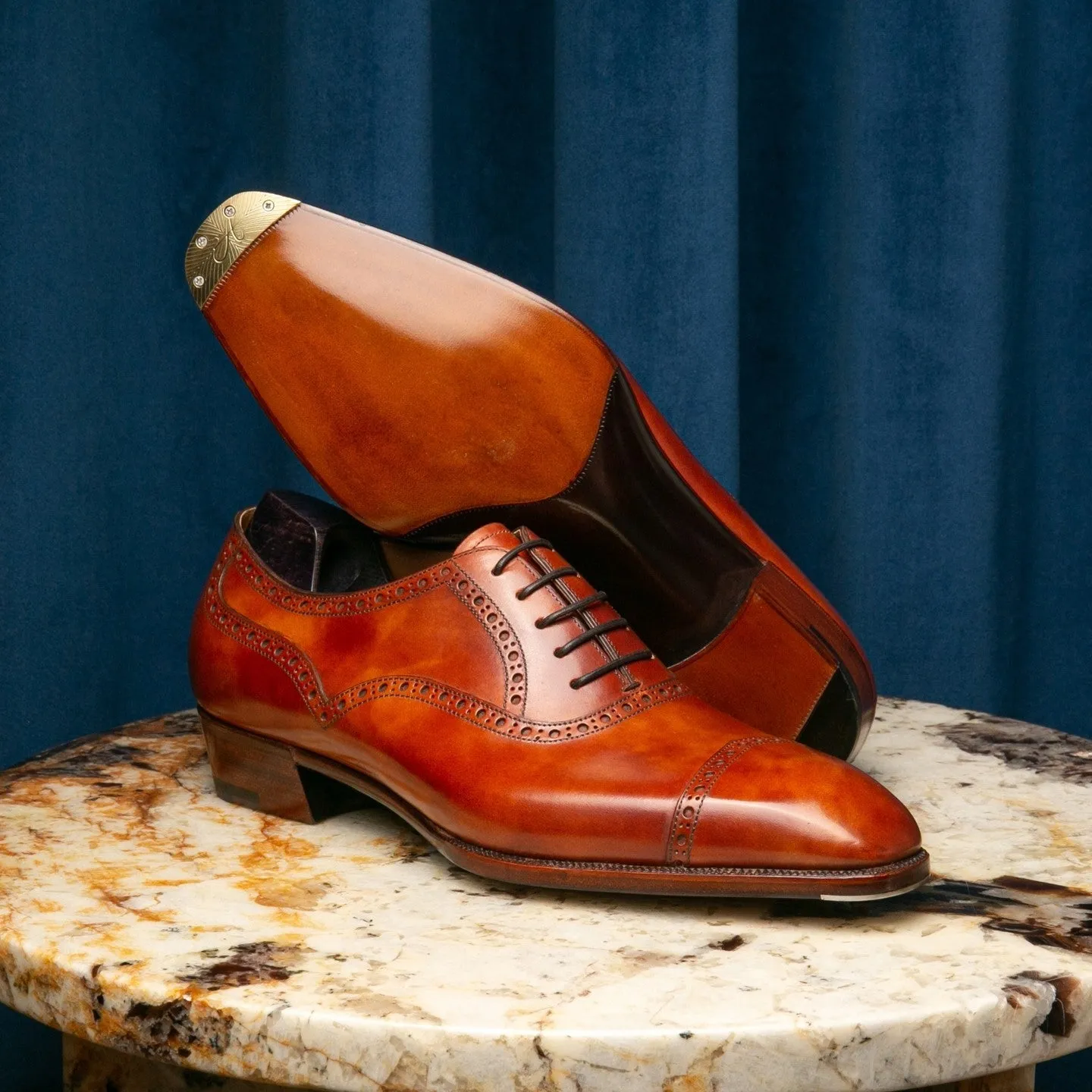 Tan Leather Sunbaked Sahara Brogue Oxford Shoes