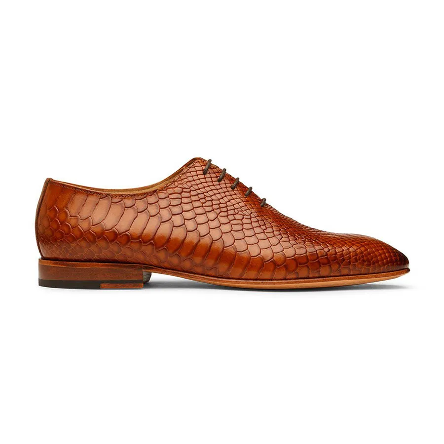 Tan Python Print Wholecut Oxfords