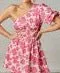 The Joyce Dress: One Shoulder Pink Floral Dress