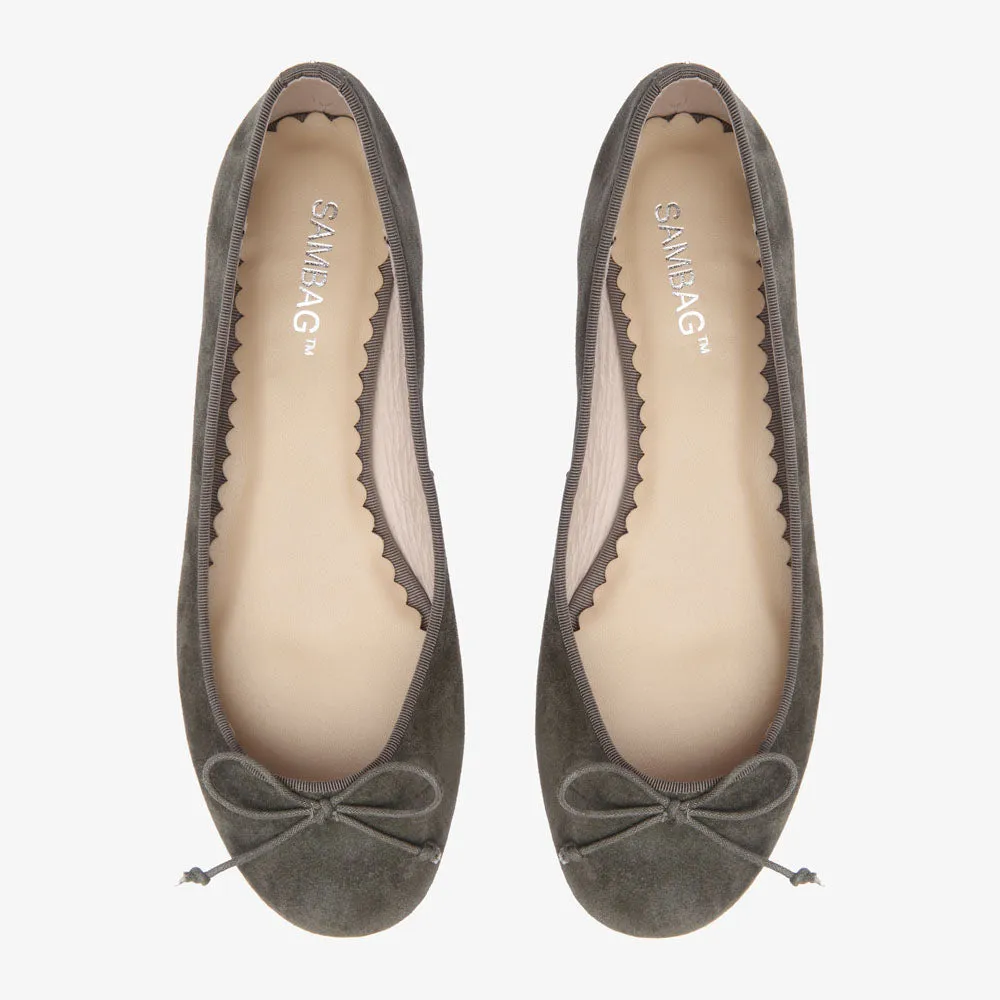 Tina Khaki Suede Ballet Flat