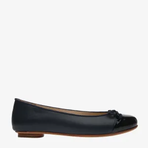 Tina Two Tone Navy leather with Patent Ballet flat