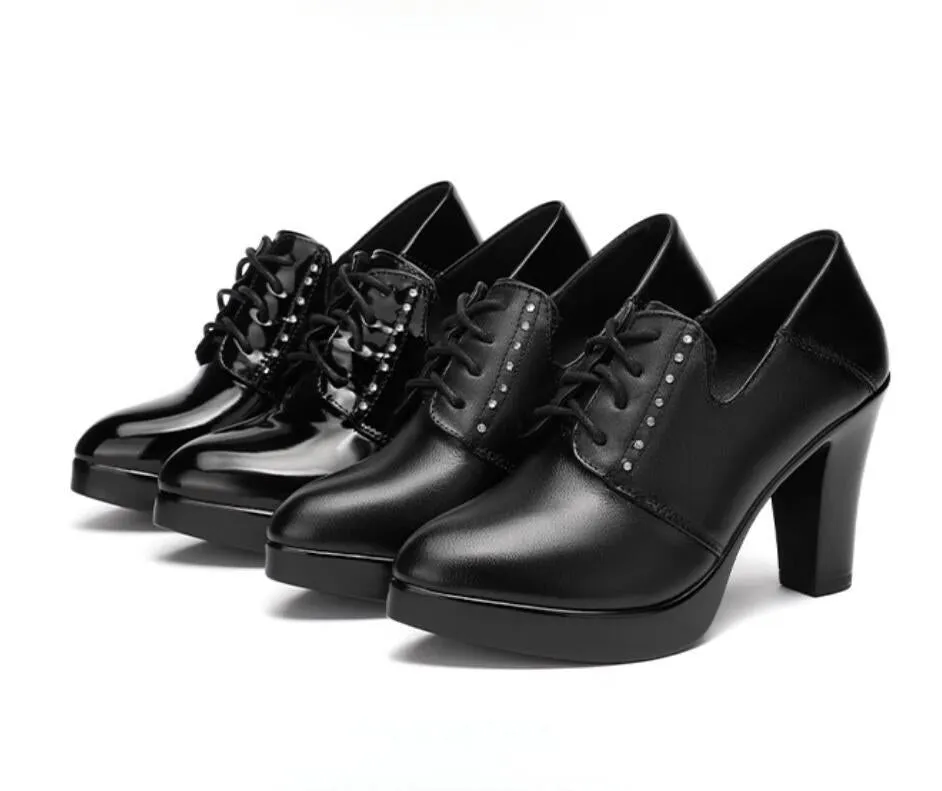 Women's Small Size Chunky Heel Oxfords TS127