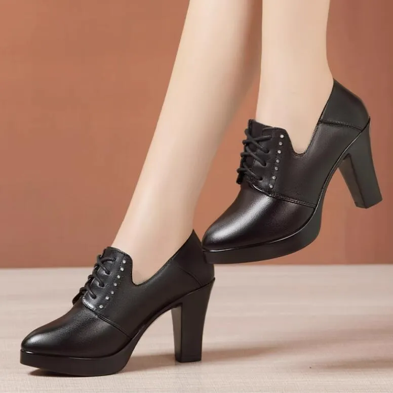 Women's Small Size Chunky Heel Oxfords TS127