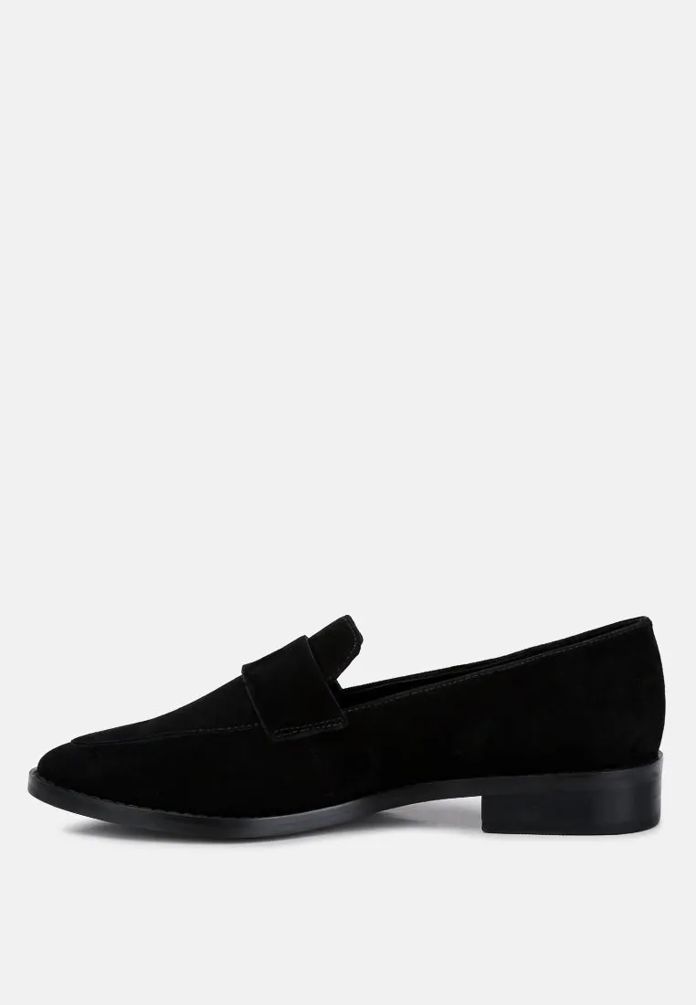 ZOFIA Black Suede Penny Loafers